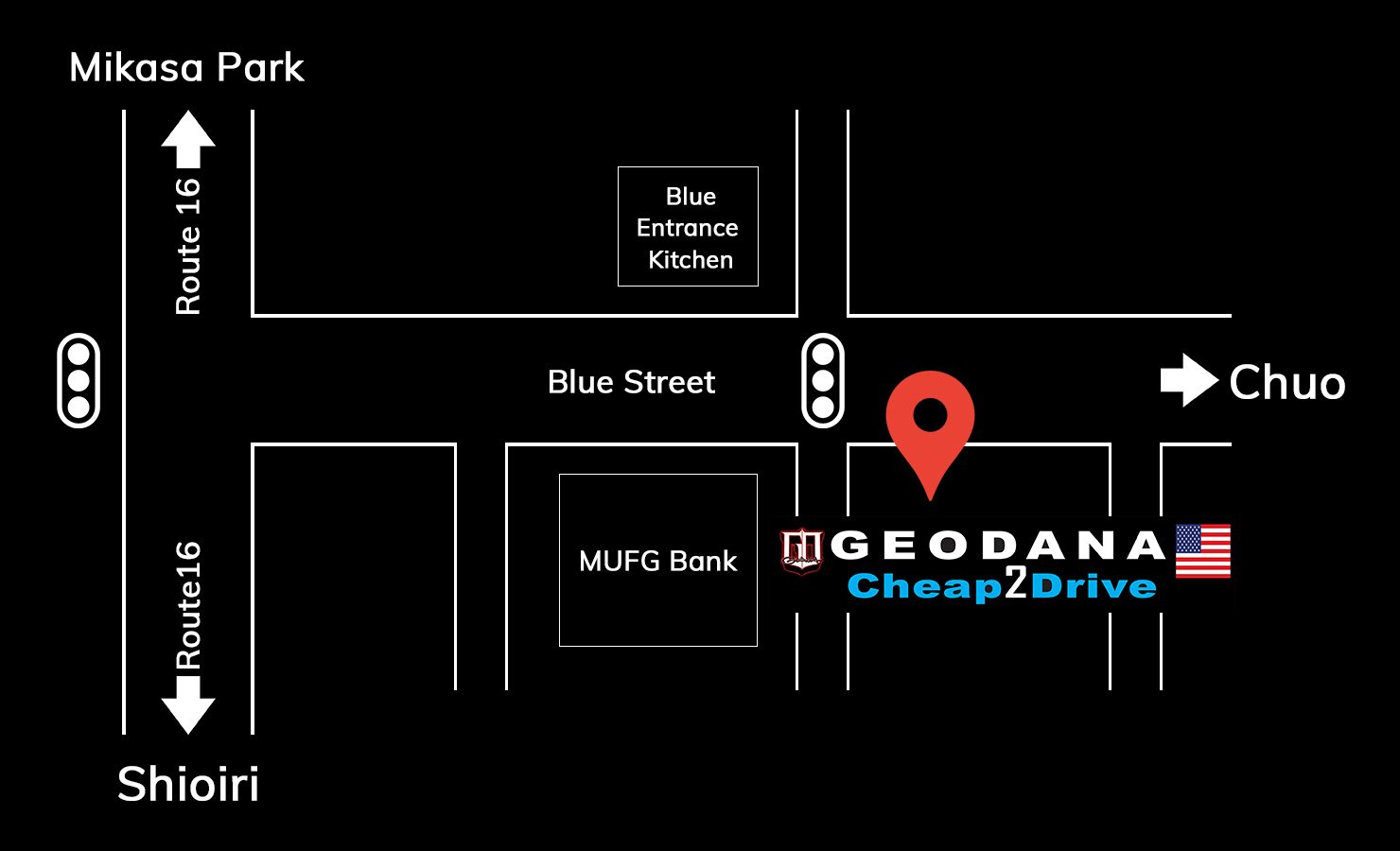 GEODANA Cheap2Drive Branch Office Map